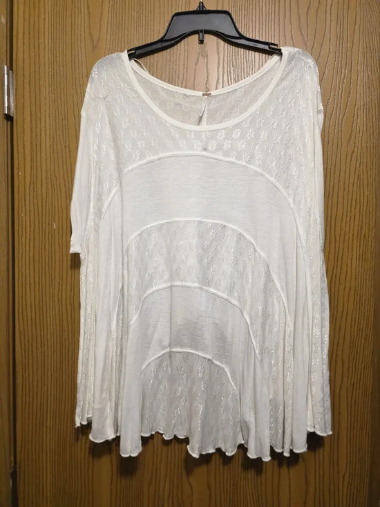 Women’s Cream Layered Swing Tunic Top - Lightweight Casual - Picture 2 of 3